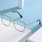 Custom logo double bridge glasses metal frame photochromism square glasses